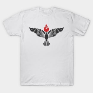 The dove and the flame of fire are symbols of God's Holy Spirit, peace and humility T-Shirt